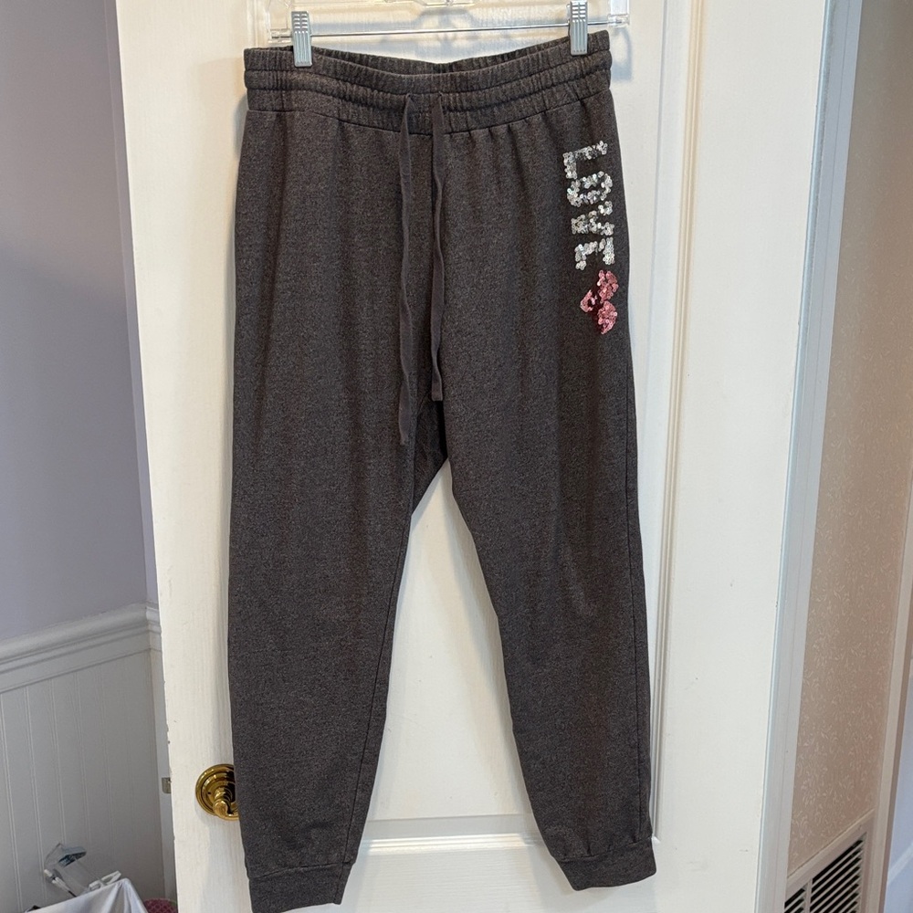 New York & Company Gray Jogger Pants with Sequin Detail